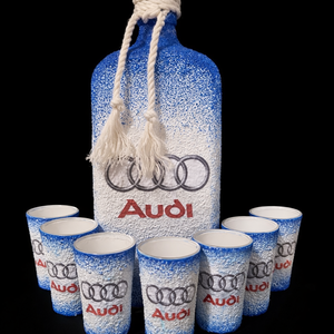 Audi -  pálinkás üveg szett - otthon & életmód - konyhafelszerelés, tálalás - tálalás - pálinkás poharak, szettek - Meska.hu