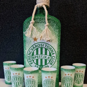 Fradi  -  pálinkás üveg szett - otthon & életmód - konyhafelszerelés, tálalás - tálalás - pálinkás poharak, szettek - Meska.hu