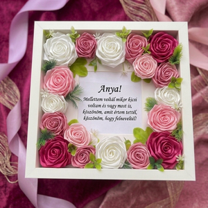 Szatén rózsával díszített kép - otthon & életmód - dekoráció - kép & falikép - fából készült kép - Meska.hu