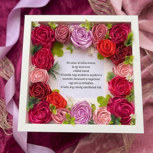 Szatén rózsával díszített kép, Otthon & Életmód, Dekoráció, Kép & Falikép, Fából készült kép, Gravírozás, pirográfia, Fotó, grafika, rajz, illusztráció, MESKA