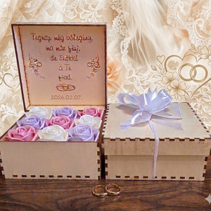 Szülőköszöntő szatén rózsabox , Esküvő, Emlék & Ajándék, Szülőköszöntő ajándék, Gravírozás, pirográfia, MESKA