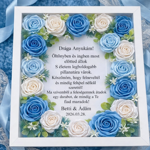 Szatén rózsával díszített kép szülőköszöntő ajándéknak - esküvő - emlék & ajándék - szülőköszöntő ajándék - Meska.hu