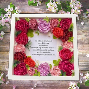 Szatén rózsával díszített kép édesanyánakk, Otthon & Életmód, Dekoráció, Kép & Falikép, Fából készült kép, Gravírozás, pirográfia, Fotó, grafika, rajz, illusztráció, MESKA