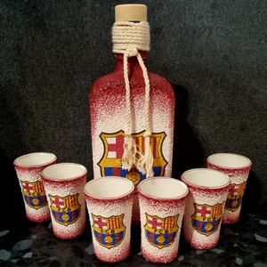 Egyedi üveg szett - FCB - Meska.hu