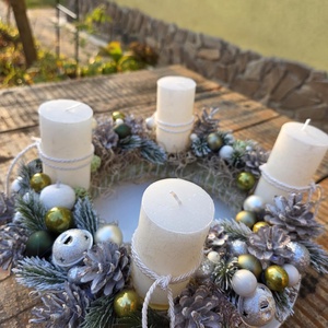 Téli Álom: Kézműves Fehér-Ezüst Natúr Adventi Koszorú - Meska.hu
