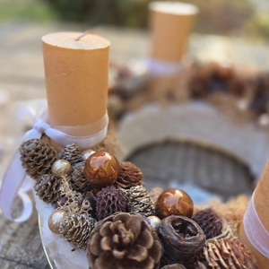 Téli Elegancia: Kézműves Arany-Fehér Adventi Koszorú - Meska.hu