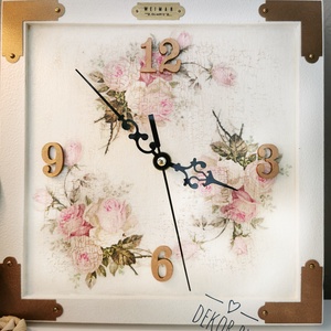 Falióra vintage stílusban, Otthon & Életmód, Dekoráció, Fali és függő dekoráció, Falióra & óra, Decoupage, transzfer és szalvétatechnika, Mindenmás, MESKA