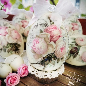 Romantikus vintage húsvéti tojások � felakasztható dekoráció - ünnepi díszek, dekorációk - húsvéti díszek és dekorációk - húsvéti asztaldíszek - Meska.hu