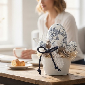 Porcelánhatású húsvéti asztaldísz � decoupage technikával készített nagy tojások, vintage dekoráció, Ünnepi díszek, dekorációk, Húsvéti díszek és dekorációk, Húsvéti asztaldíszek, Decoupage, transzfer és szalvétatechnika, Virágkötés, MESKA