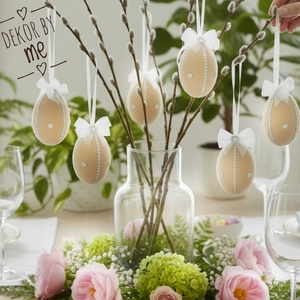 Bársony húsvéti tojás dekoráció � 10 cm, felakasztható, romantikus stílus, Ünnepi díszek, dekorációk, Húsvéti díszek és dekorációk, Húsvéti asztaldíszek, Mindenmás, MESKA