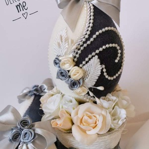 Elegáns, vintage húsvéti asztaldísz bársony tojással � romantikus, kézműves dekoráció - ünnepi díszek, dekorációk - húsvéti díszek és dekorációk - húsvéti asztaldíszek - Meska.hu