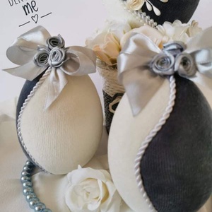 Elegáns, vintage húsvéti asztaldísz bársony tojással � romantikus, kézműves dekoráció - ünnepi díszek, dekorációk - húsvéti díszek és dekorációk - húsvéti asztaldíszek - Meska.hu