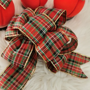 Skót kockás karácsonyi masni � nagyméretű textil masni karácsonyfára és csúcsdísznek - Meska.hu