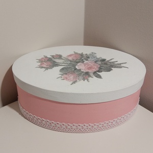 Rózsás háncsdoboz (nagy), Otthon & Életmód, Dekoráció, Asztal és polc dekoráció, Díszdoboz, Decoupage, transzfer és szalvétatechnika, Festett tárgyak, MESKA