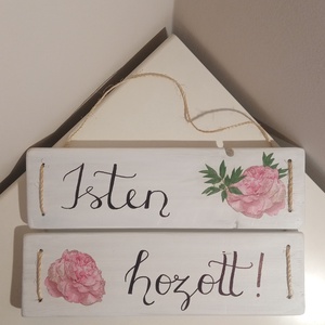 Isten hozott ajtódísz (dupla), Otthon & Életmód, Dekoráció, Ajtó- és ablak dekoráció, Ajtódísz & Kopogtató, Decoupage, transzfer és szalvétatechnika, Festett tárgyak, MESKA