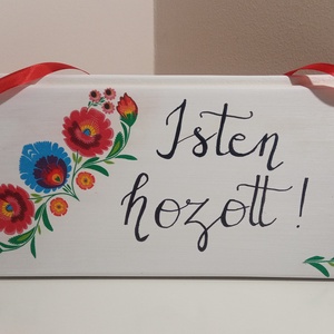Isten hozott! népi motívumos ajtódísz - otthon & életmód - dekoráció - ajtó- és ablak dekoráció - ajtódísz & kopogtató - Meska.hu