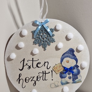 Isten hozott! hóemberes ajtódísz - Meska.hu