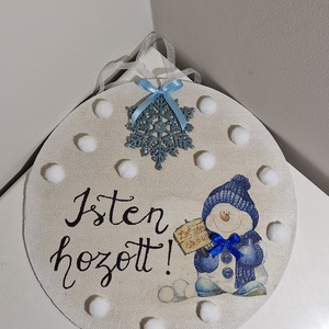 Isten hozott! hóemberes ajtódísz - otthon & életmód - dekoráció - ajtó- és ablak dekoráció - ajtódísz & kopogtató - Meska.hu