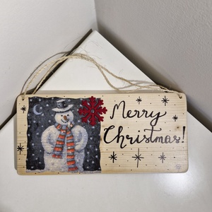 Karácsonyi hóemberes natúr ajtódísz - otthon & életmód - dekoráció - ajtó- és ablak dekoráció - ajtódísz & kopogtató - Meska.hu