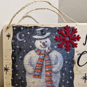 Karácsonyi hóemberes natúr ajtódísz - otthon & életmód - dekoráció - ajtó- és ablak dekoráció - ajtódísz & kopogtató - Meska.hu