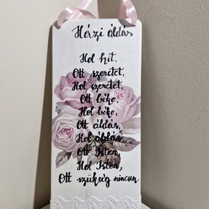 Házi áldás fehér ajtódísz  - Meska.hu