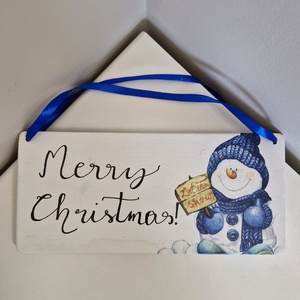 Karácsonyi hóemberes fehér ajtódísz Merry Christmas! felirattal - otthon & életmód - dekoráció - ajtó- és ablak dekoráció - ajtódísz & kopogtató - Meska.hu