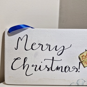 Karácsonyi hóemberes fehér ajtódísz Merry Christmas! felirattal - otthon & életmód - dekoráció - ajtó- és ablak dekoráció - ajtódísz & kopogtató - Meska.hu