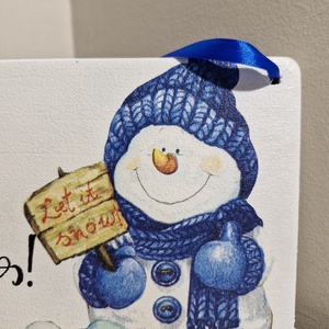 Karácsonyi hóemberes fehér ajtódísz Merry Christmas! felirattal - otthon & életmód - dekoráció - ajtó- és ablak dekoráció - ajtódísz & kopogtató - Meska.hu