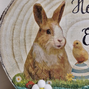 Happy Easter! nyuszis ajtódísz - ünnepi díszek, dekorációk - húsvéti díszek és dekorációk - húsvéti ajtódísz, kopogtató - Meska.hu