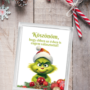 Grincses karácsonyi hűtőmágnes, vendégajándék, Karácsony, Karácsonyi lakásdekoráció, Karácsonyi lakásdíszek, Fotó, grafika, rajz, illusztráció, MESKA