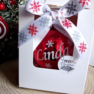 Névre szóló karácsonyfadísz, üveggömb  díszdobozos neves karácsonyfadísz, Karácsony, Karácsonyi lakásdekoráció, Karácsonyfadíszek, , MESKA