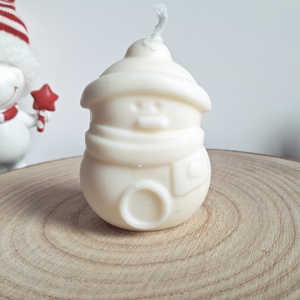 Karácsonyi hóember illatgyertya Szójaviaszból - Meska.hu