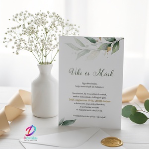 Greenary esküvői meghívó, Esküvő, Meghívó & Kártya, Meghívó, Fotó, grafika, rajz, illusztráció, MESKA