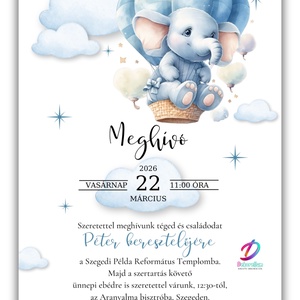 Keresztelési meghívó fiúknak� elegáns, személyre szabott, prémium kivitel - baba - mama - keresztelő kellékek - keresztelő meghívó - Meska.hu