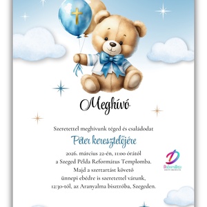 Keresztelési meghívó fiúknak� elegáns, személyre szabott, prémium kivitel - baba - mama - keresztelő kellékek - keresztelő meghívó - Meska.hu