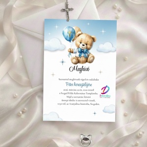 Keresztelési meghívó fiúknak� elegáns, személyre szabott, prémium kivitel, Baba - mama, Keresztelő kellékek, Keresztelő meghívó, Fotó, grafika, rajz, illusztráció, MESKA