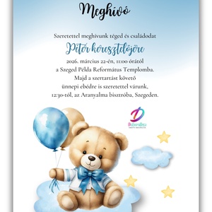 Keresztelési meghívó fiúknak� elegáns, személyre szabott, prémium kivitel - baba - mama - keresztelő kellékek - keresztelő meghívó - Meska.hu