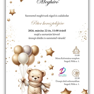 Keresztelési meghívó fiúknak� elegáns, személyre szabott, prémium kivitel - baba - mama - keresztelő kellékek - keresztelő meghívó - Meska.hu