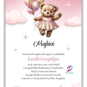 Keresztelési meghívó lányoknak� elegáns, személyre szabott, prémium kivitel - baba - mama - keresztelő kellékek - keresztelő meghívó - Meska.hu