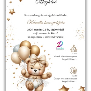 Keresztelési meghívó lányoknak� elegáns, személyre szabott, prémium kivitel - baba - mama - keresztelő kellékek - keresztelő meghívó - Meska.hu