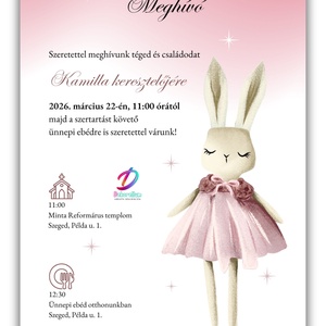 Keresztelési meghívó lányoknak� elegáns, személyre szabott, prémium kivitel - baba - mama - keresztelő kellékek - keresztelő meghívó - Meska.hu