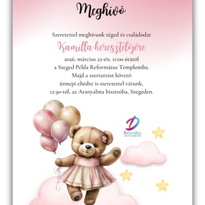 Keresztelési meghívó lányoknak� elegáns, személyre szabott, prémium kivitel - baba - mama - keresztelő kellékek - keresztelő meghívó - Meska.hu