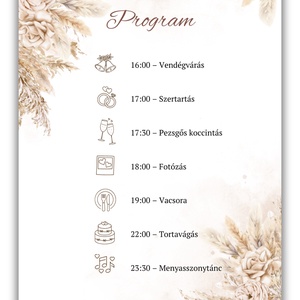 Pampás esküvői meghívó programleírással - esküvő - meghívó & kártya - meghívó - Meska.hu