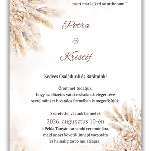 Pampás esküvői meghívó programleírással - esküvő - meghívó & kártya - meghívó - Meska.hu