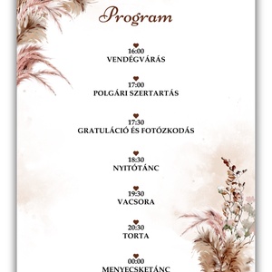 Pampás esküvői meghívó programleírással - esküvő - meghívó & kártya - meghívó - Meska.hu