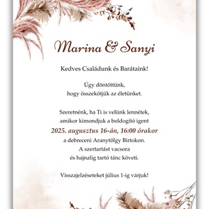 Pampás esküvői meghívó programleírással - esküvő - meghívó & kártya - meghívó - Meska.hu