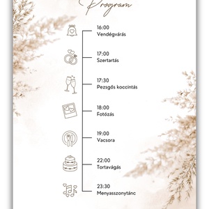 Pampás esküvői meghívó programleírással - esküvő - meghívó & kártya - meghívó - Meska.hu