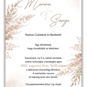 Pampás esküvői meghívó programleírással - esküvő - meghívó & kártya - meghívó - Meska.hu