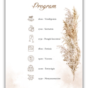 Pampás esküvői meghívó programleírással - esküvő - meghívó & kártya - meghívó - Meska.hu