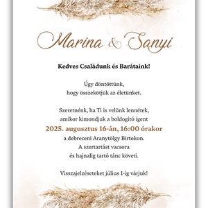 Pampás esküvői meghívó programleírással - esküvő - meghívó & kártya - meghívó - Meska.hu